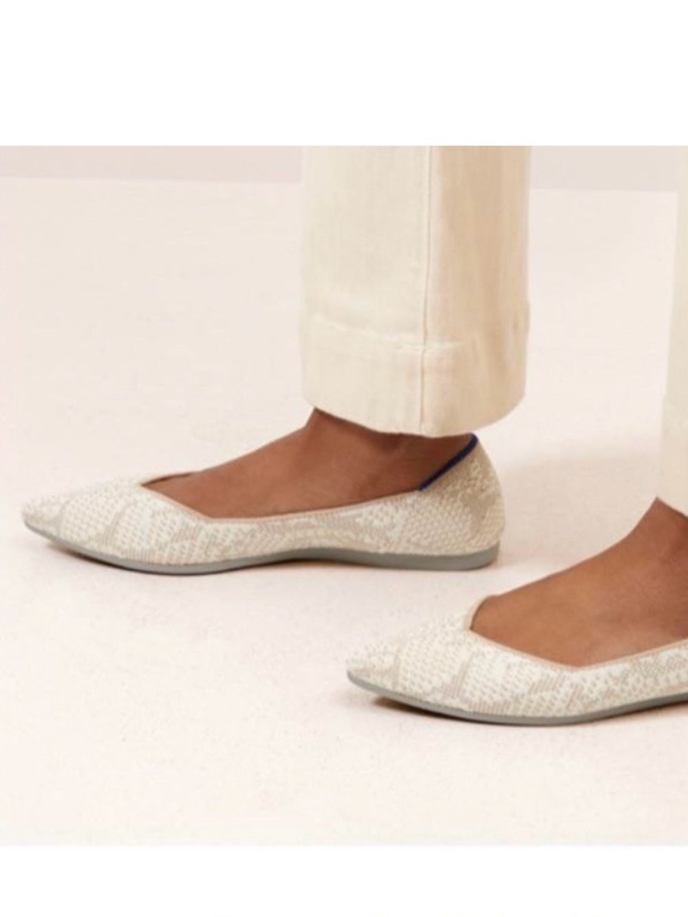Rothy's The Point Lily Wedding Flat Cream/White Sz 11 NWOB